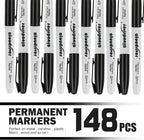 cloudriver Permanent Markers, 148 Pack Black Permanent Markers Set, Fine Point - Image 2