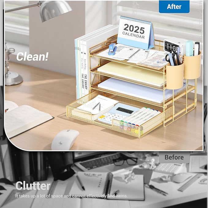 OPNICE Desk Organizer, 4-Tier Desktop File Organizer - Image 2