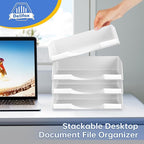 4 Pack Stackable Paper Trays for Letter Documents, Desktop File Organizers for - Image 6