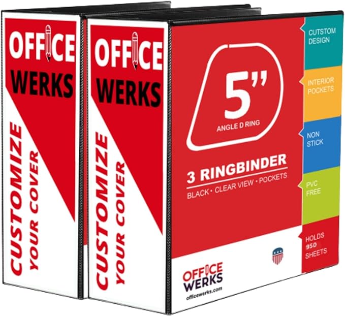 Extra-Large 3-Ring Binder | Heavy-Duty 5-Inch D-Ring Office Organizer | Crystal by RingBinder