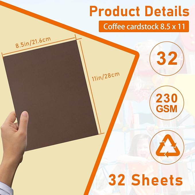 Guakicae 32 Sheets Coffee Cardstock 8.5 x 11 Printer Paper, 80lb Premium Dark - Image 2