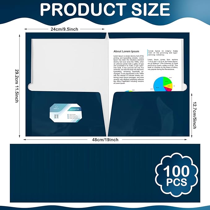 Yeaqee 100 Pack 2 Pockets Glossy Laminated Paper Folder First Day of School - Image 2