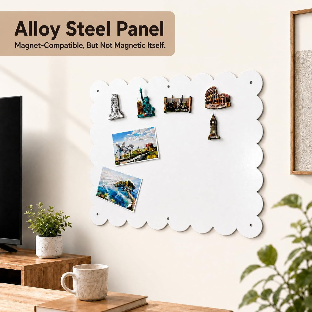 Magnetic Board for Wall,23.6" x 15.7" Decorative Metal Display Boar...