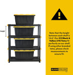 cx 4-tier heavy duty plastic storage shelves for, close-up detail