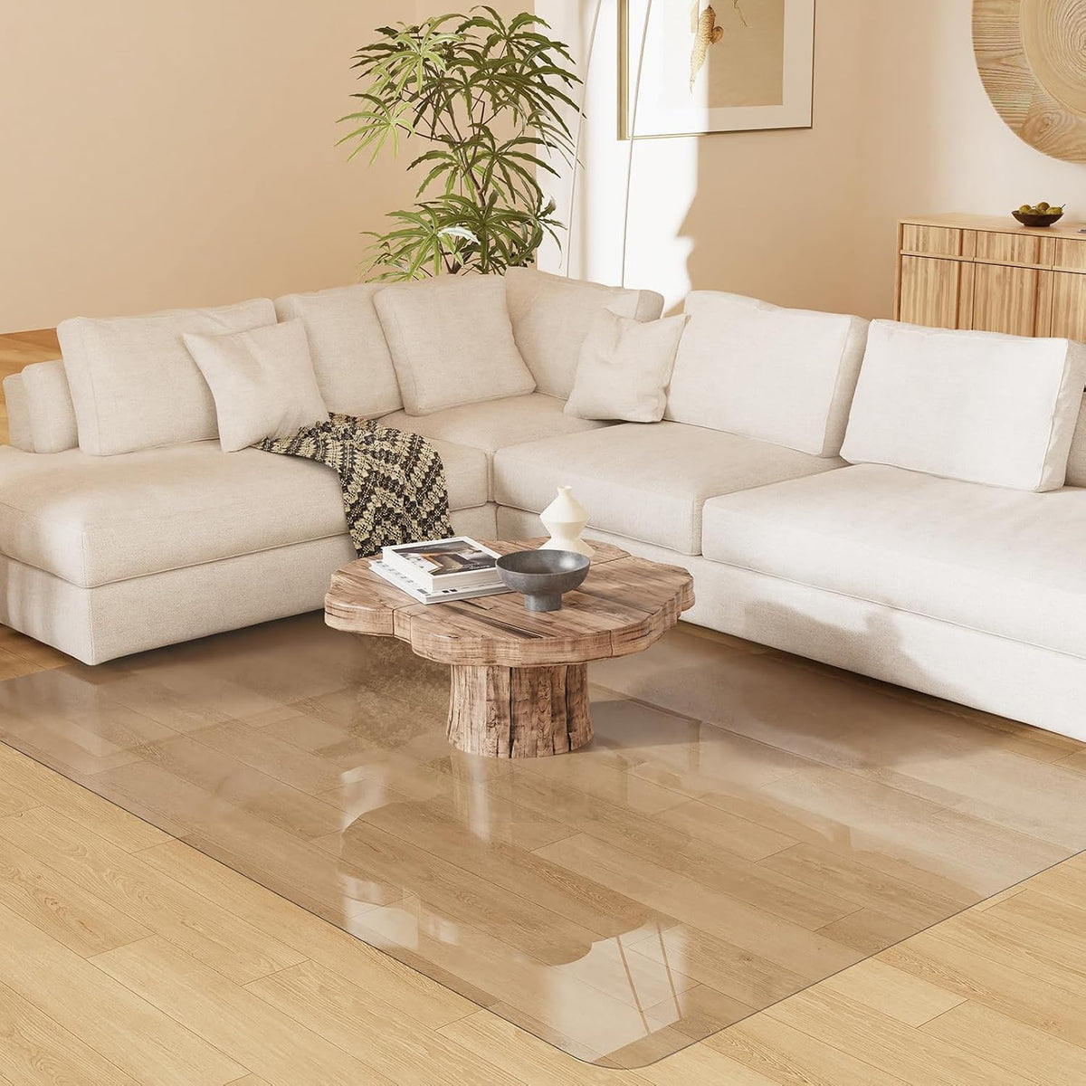 6'×9' No Spill Floor Mat, Easy Care Plastic Area Rug Protector Cover