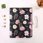 SKYDUE Accordion File Organizer, Floral Expanding File Folders with 5 Pockets, Cute Document Organizer for Paper Bills Receipt Storage, School Office & Hospital Supplies Letter/A4 Size Navy Blue