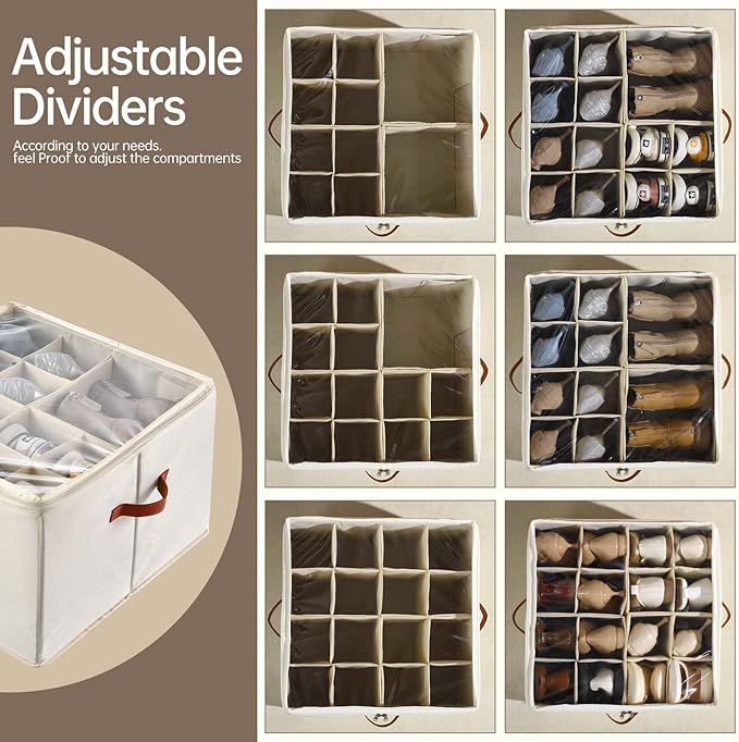 INSTY Shoe Organizer for Closet, 2 Pack Foldable Shoe Storage Containers - Image 3