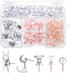 200 Pieces Push Pins Set, 5 Types Clear Thumb Tacks Push Pins by BESARME
