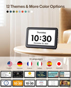 Clock with Day and Date for Elderly Battery Operated, Rechargeable Digital - Image 6