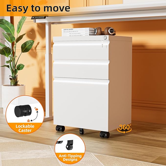 INTERGREAT 3 Drawer Filing Cabinet - Image 5