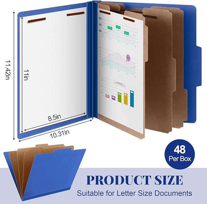 Skyygemm 48 Pcs Classification Folders Letter Size, 3 Divider Pressboard File - Image 2