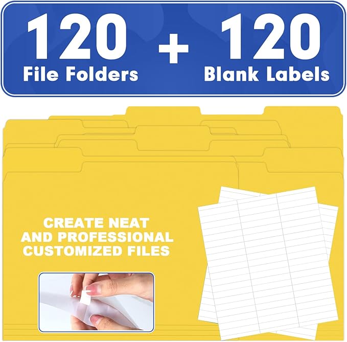 File Folder, HERKKA 120 Pack 1/3 Cut Tab File Folders, File Folders Great - Image 5