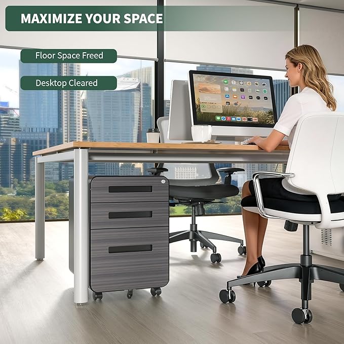 TEEALUBAN 3 Drawer Mobile File Cabinet - Image 4