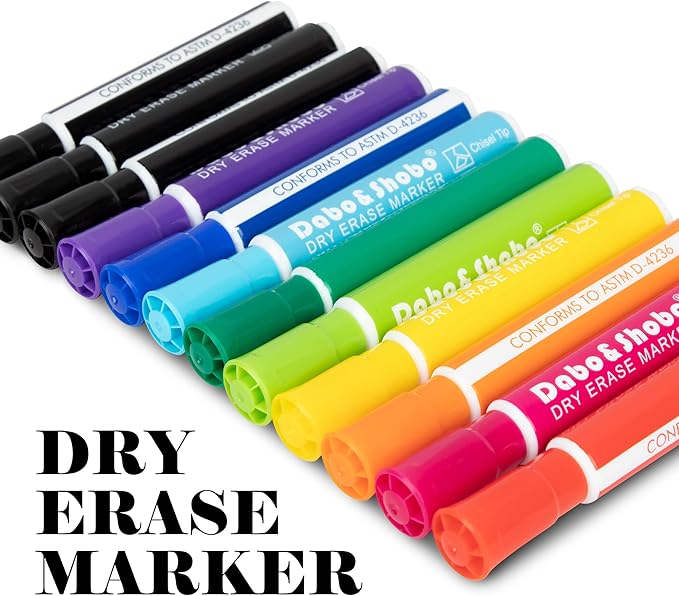 Dabo&Shobo Dry Erase Markers 24 Pack, 10 Assorted Colors - Image 3
