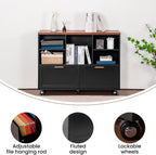 39.3" Lateral File Cabinet with Wheels,Ample Storage Space,Modern Filing Cabinet with 2 Drawers for Legal/Letter/ A4 Size