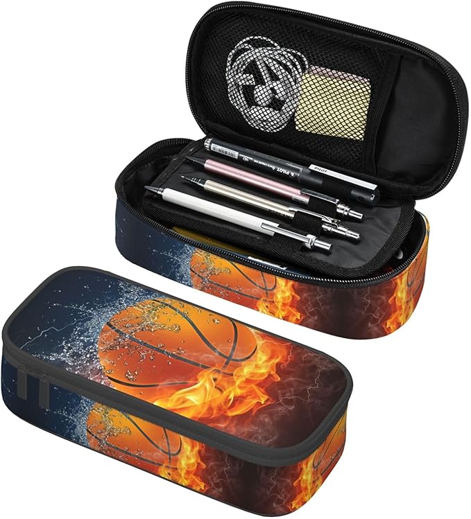 Cool Basketball Ball Pencil Case Big Capacity Storage Pencil Pouch Stationery by HKHEHOP