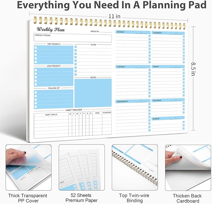 Weekly Planner Notepad Undated Weekly Schedule Planner To Do List Notebook - Image 5