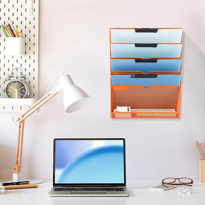 EASEPRES 6 Tier Mesh Hanging Wall File Organizer, Desk Vertical Mail Paper - Image 6