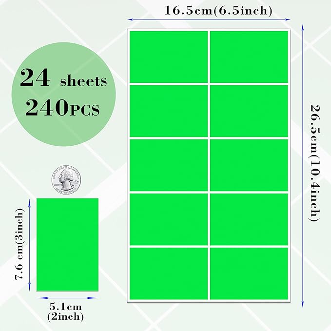 240 Pack Green Label Stickers, Large Name Labels - Image 2