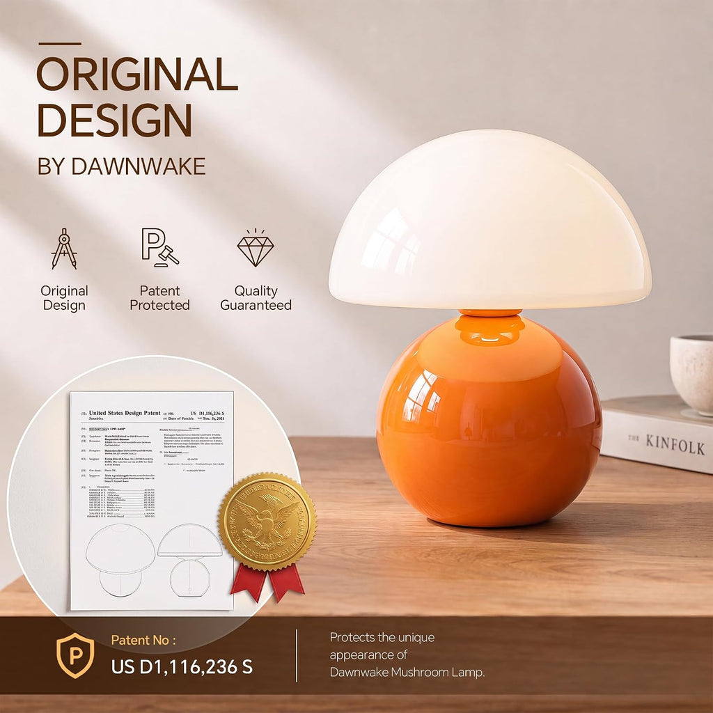 dawnwake mushroom lamp table lamp for bedroom-small desk showing dimensions