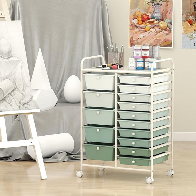 LDAILY 15 Drawer Rolling Storage Cart, Rolling Cart - Image 8