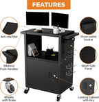 Mobile AV Cart with Push Handles, Heavy Duty Rolling Media Cart with Customized - Image 3