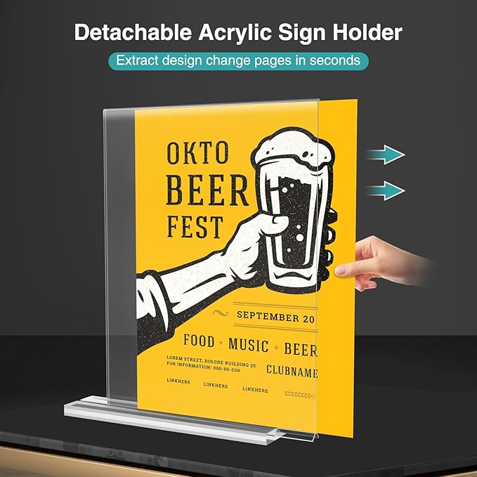 Relx 18 Pack Acrylic Sign Holder 8.5 x 11, Vertical T Shape Plastic Sign Holder - Image 7