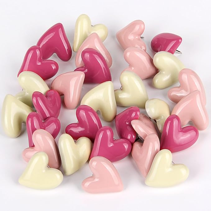 30pcs Heart Push Pins, Decorative Push Pin Pink Cute - Image 3