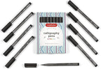 Incraftables Calligraphy Brush Pens – Pack of 9 Assorted Tips – Black Chisel by Incraftables