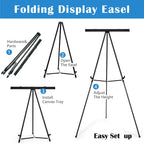 63 1/2'' Aluminum Flip Chart Easel Stand, Black,2 Pack | Presentation Easel with Adjustable Floor for Boardroom, Whiteboard, Paper Pads, Signage