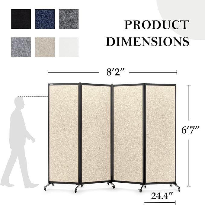 Upgrade Version Room Partition and Divider, Freestanding Rolling Dividers - Image 2