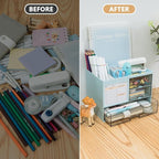 QIYVLOS Desk Organizer with 3 Drawer, Desk Organizers and Storage with 8 - Image 3