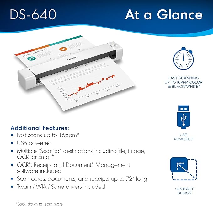 Brother DS-640 Compact Mobile Document Scanner - Image 2