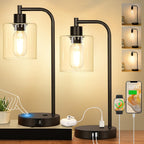 set of 2 industrial touch control table lamps, main product view