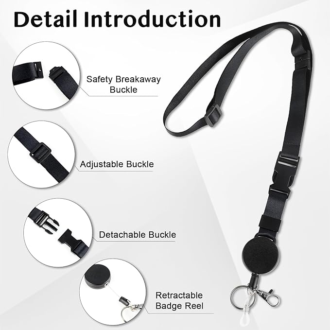 DELSWIN Badge Holder with Retractable Lanyard, PU Leather ID Badge Card Holder - Image 4