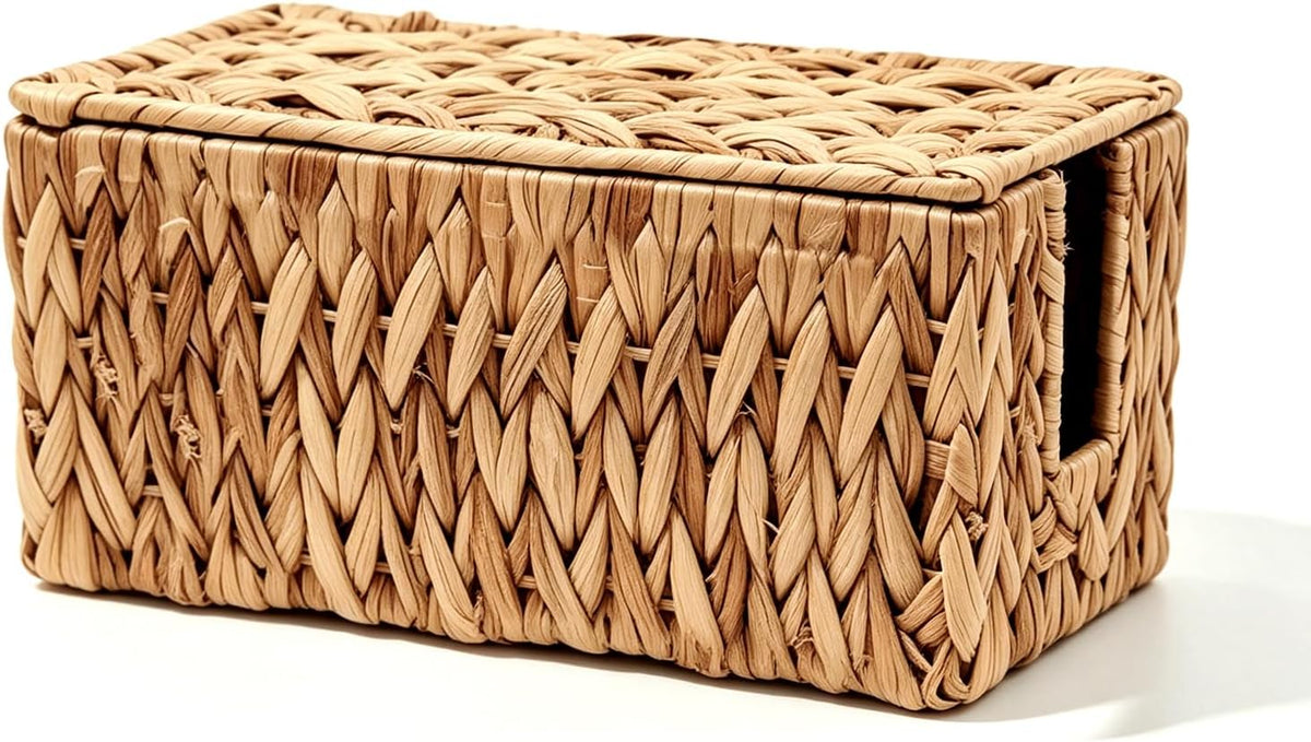 Cable Management Box, Small Cord Organizer Box for Power Strip | Handwoven Wa...