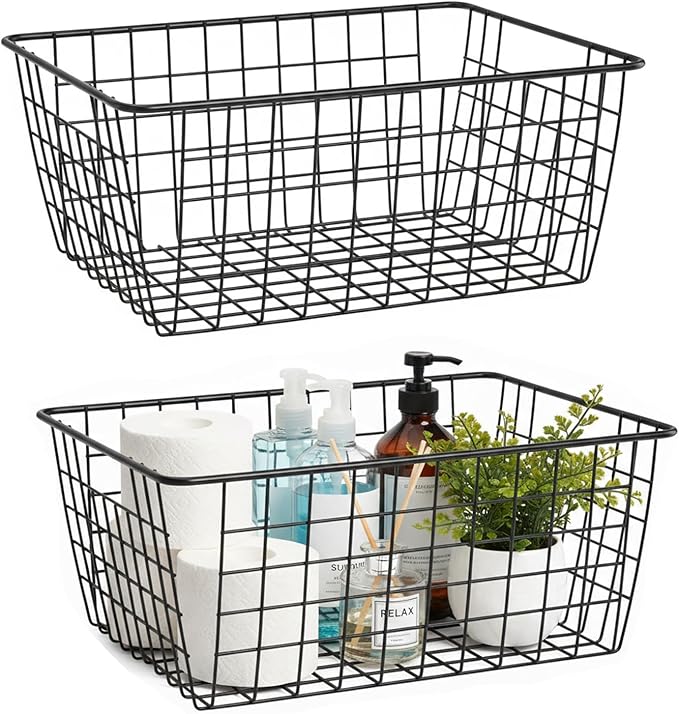 HDYOUDO Metal Black Large Wire Basket Food Storage Organizer, pantry organizers by HDYOUDO
