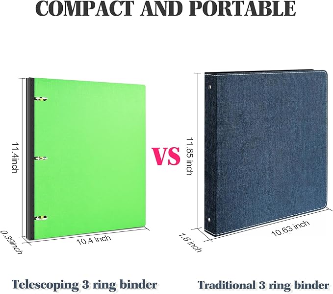 INFUN Telescoping 3 Ring Binder, Portable Plastic 0.75 inch 3 Ring Binder - Image 3