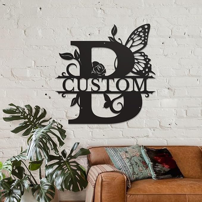 Personalized Custom Letter Name metal Signs, Custom Black Letter Monogram Wall - Image 3