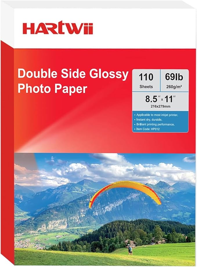 HARtwii 110 Sheets Thick Double Side Glossy Photo Paper 8.5x11 Inches 69lbs by HARTWII