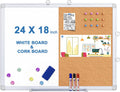 Magnetic White Board and Cork Board Combo, 24 X 18 inches Whiteboard Bulletin