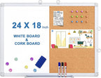 Magnetic White Board and Cork Board Combo, 24 X 18 inches Whiteboard Bulletin by TRIPOLLO