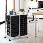 COSTWAY 15 Drawer Rolling Storage Cart, Utility Tools Paper Organizer on Wheels - Image 2