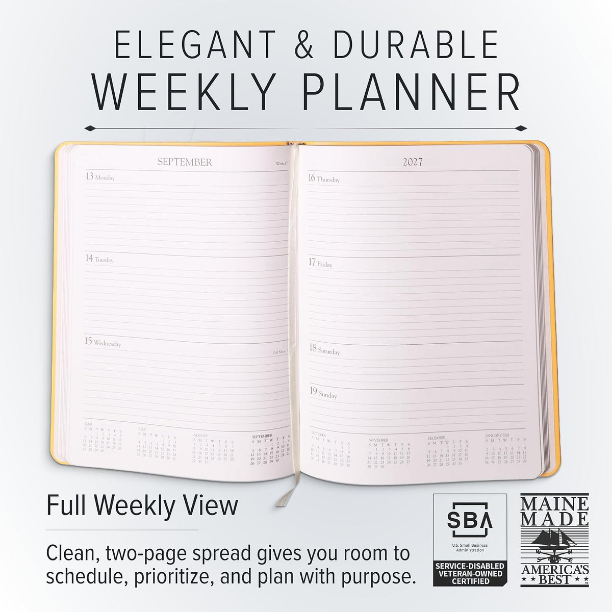 Gallery Leather Large Weekly Planner 2026-2027 Acadia Burgundy