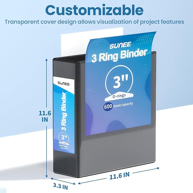 SUNEE 3 Ring Binder 3 Inch 1 Pack - Image 7