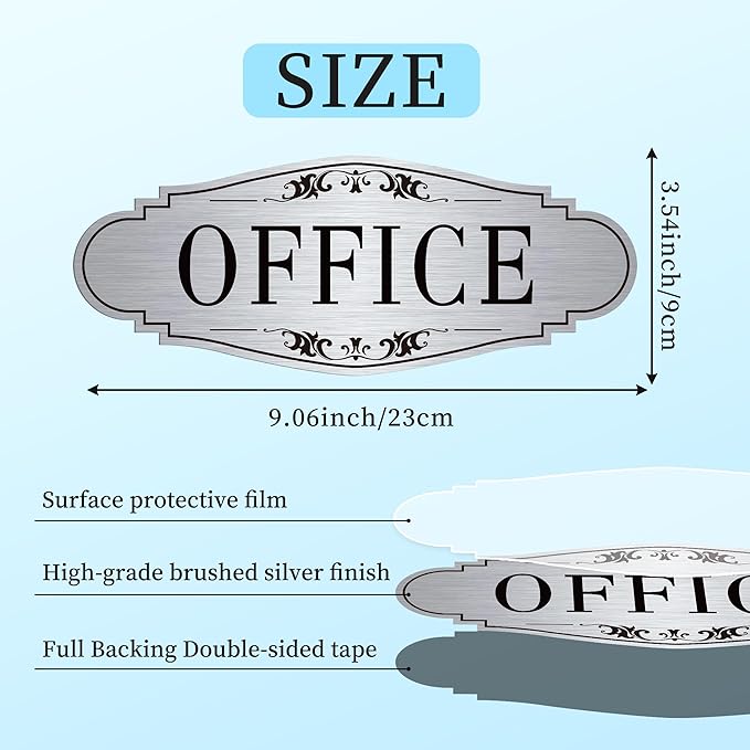 The Office Door Sign for Home and Business，Self-Adhesive Waterproof Brushed - Image 2