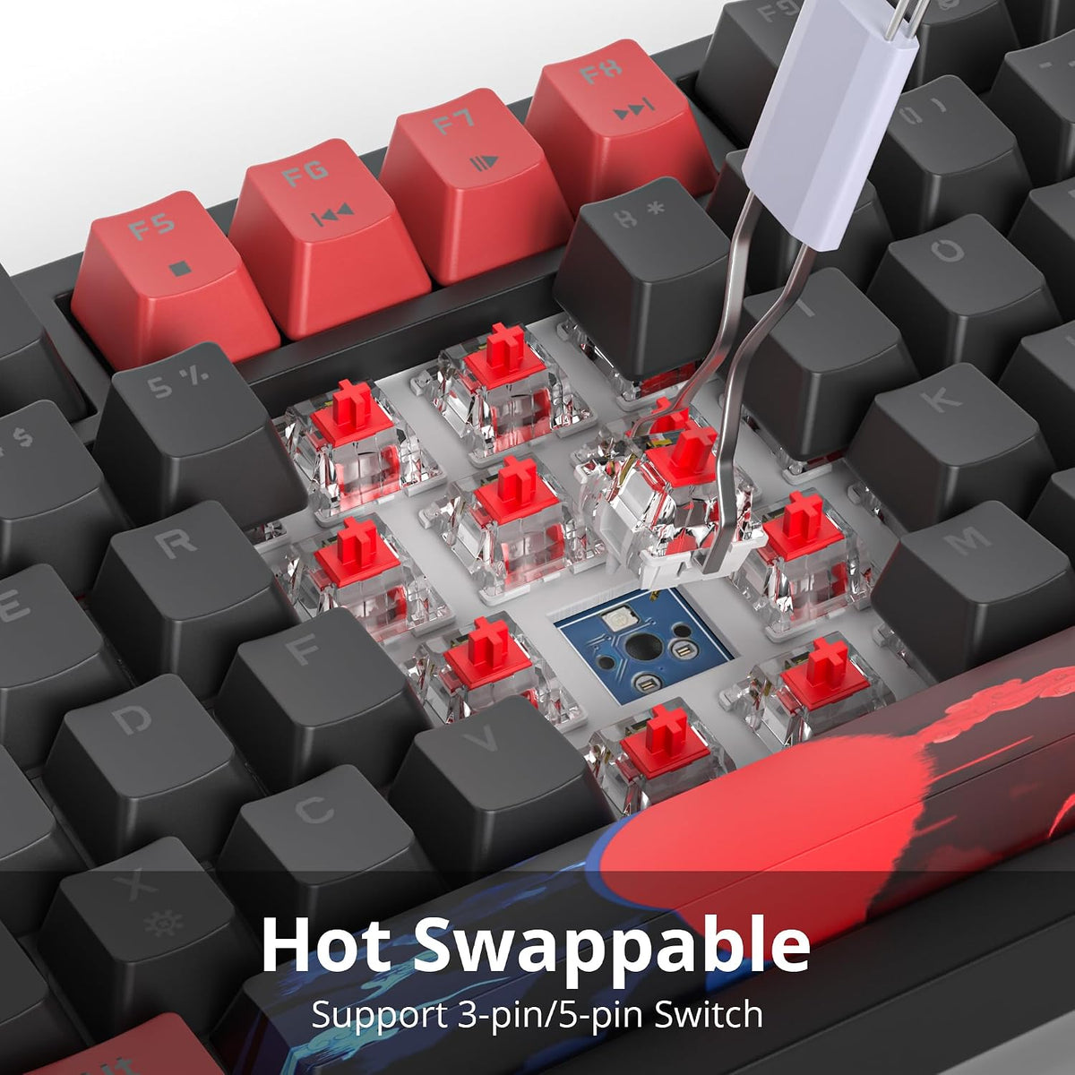75% Mechanical Gaming Keyboard - Wired Gasket Mount TKL Hot Swappable RGB Bac...