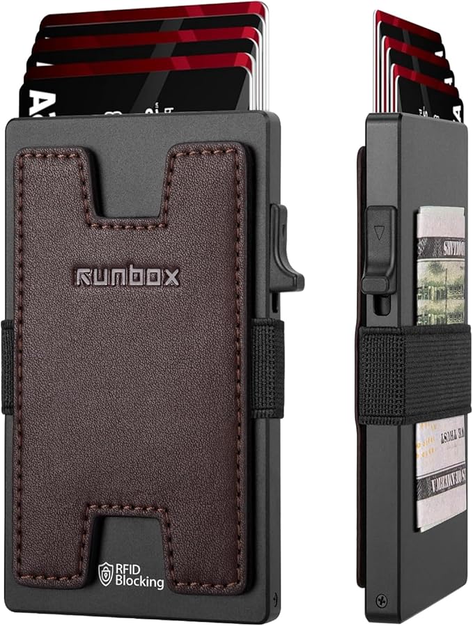 RUNBOX Slim Card Holder Wallet for Men, Minimalist RFID Blocking Wallet by RUNBOX