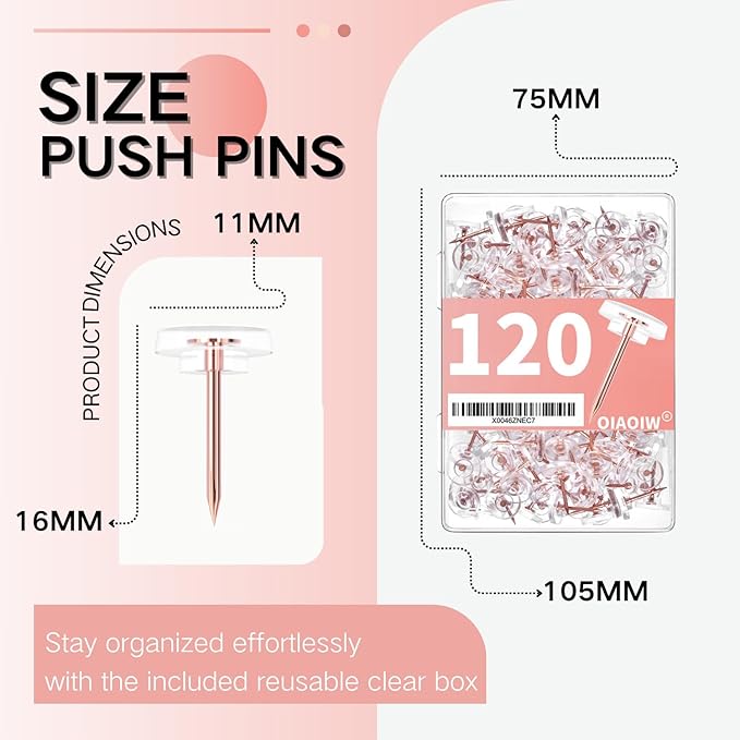 120 PCS Flat Rose Gold Push Pins - Image 6