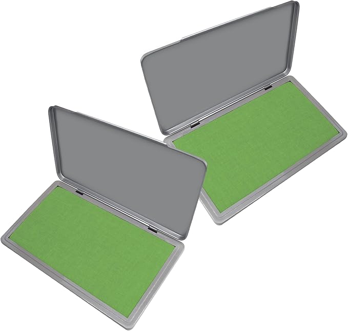 2 Pack Metal Case Stamp Pad Large Size, Olive Green Color by ZIGEL